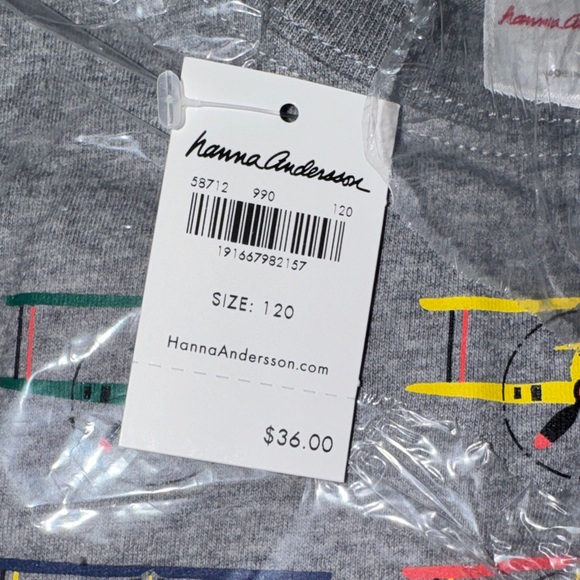 Hanna Andersson Gray Long Sleeve Tee with Colorful Airplanes - Picture 3 of 7